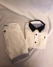 Completo 4US Paciotti, colore bianco,camicia e pantaloncini, tg. 9 mesi