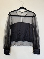 Top Zara donna M nero in tulle