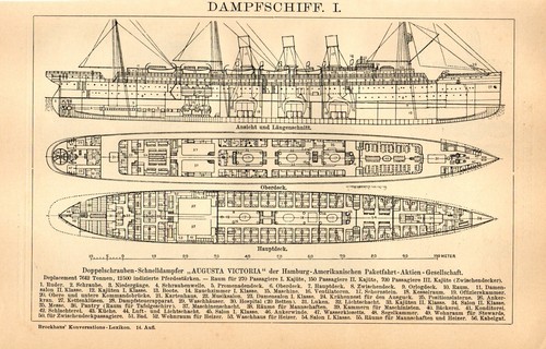 Stampa antica 1903 nave vapore - stampa,
