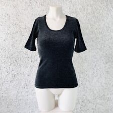 MAGLIETTA MEZZA MANICA SCOLLO QUADRATO GRIGIO SCURO GLITTER LUREX