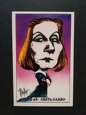 GRETA GARBO attrice Hollywood film star card caricatura F. Bruna 1971