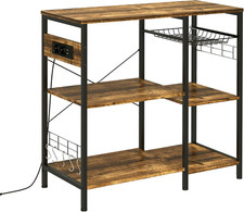 Mobile Da Cucina a 3 Ripiani in Truciolato Con Presa Di Corrente, Porta USB E Ce