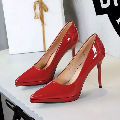 Decolte rosse lucide - rosse, pelle