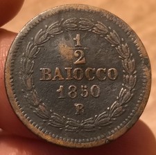 Moneta mezzo baiocco 1850 - baiocco,