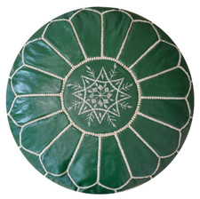Pouf in pelle marocchina verde