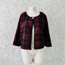 GIACCA GIACCHINO BOLERO QUADRI ROSSO NERO NATALE CORPISPALLE CAPOSPALLA LUREX BO