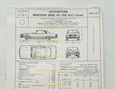 Mercedes 350 SLC Coupè 1972 scheda omologazione DGM originale Motorizzazione