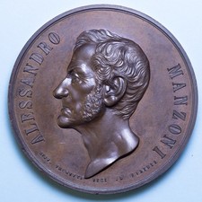 ALESSANDRO MANZONI MEDAGLIA SENZA DATA PER LA SUA MORTE FDC BRONZO VAGNETTI