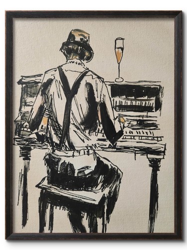 Dipinto champagne pianista - champagne,