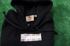 Supreme x Burberry Box Logo Hoodie Felpa Black - S