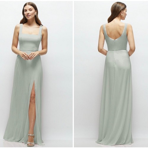 Maxi abito chiffon scollo - maxi, in
