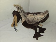 Peluche pupazzo 16" Folkmanis pellicano giocattolo con etichette e pesce argento lucido raro
