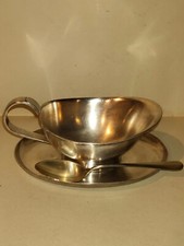 Salsiera con cucchiaio in alpacca argentata