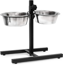 Ciotole Rialzate per Cani in Acciaio, 1,6 L, Hxlxp: 42X46X27 Cm, Supporto Regola