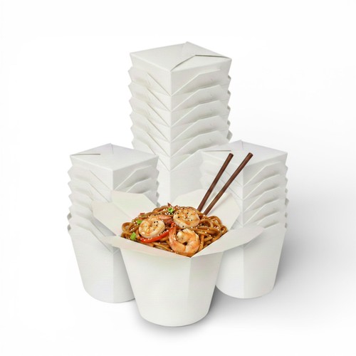 White noodle boxes - white, round
