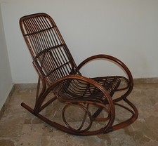 SEDIA A DONDOLO VIMINI RATTAN GIUNCO LEGNO ITALIA