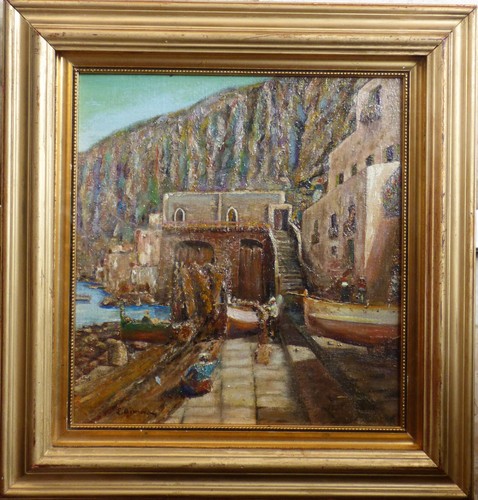 Dipinto olio cartone lidio - su,