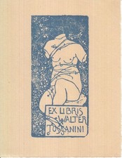 Exlibris Bookplate Klischee Francesco Nonni 1885-1975 Torso Femminile Atto Rami