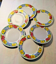 SET GRANDI PIATTI N° 6 BIANCO E FIORI CERAMICA