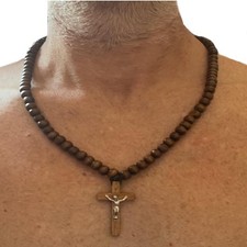 Collana rosario con croce da uomo donna catenina lunghezza regolabile ciondolo