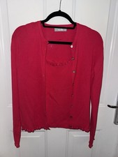 Top e cardigan doppio set rosa