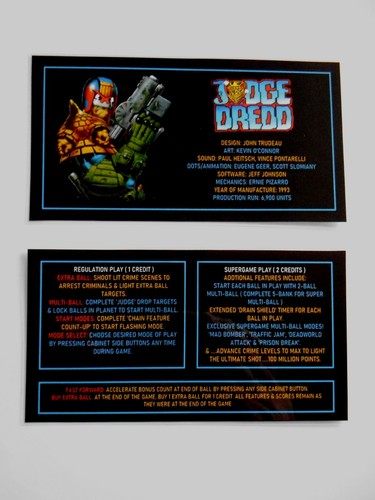 Judge dredd bally 1993 - *, 'judge