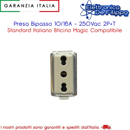 Presa bipasso 16a 250vac - 10/16a,