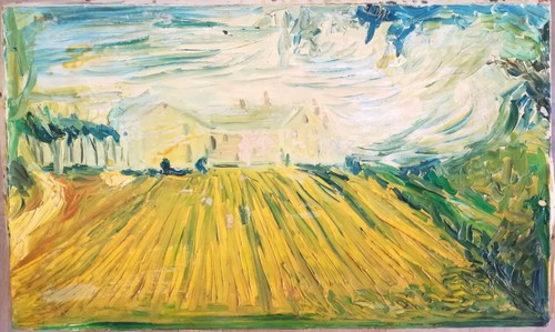 Casa campagna quadro olio - "casa, di