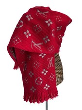 Sciarpa Louis Vuitton Logomania Rosso Lana Seta 168x30 cm