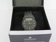 Junghans Mega orologio radio PVD nero con cinturino in pelle
