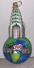 Decorazione natalizia vintage vetro soffiato a mano 1930 Terra con Empire State Building New York
