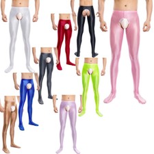 Collant uomo tinta unita lucido senza cavallo elasticizzato collant calze pantaloni intimo