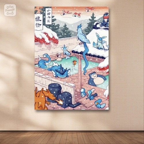Pokemon hot spring - art, poster
