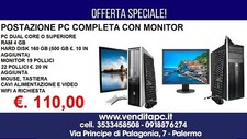 PC COMPUTER FISSO USATO GARANTITO RIGENERATO COMPLETO DI MONITOR 19" RAM 4 GB