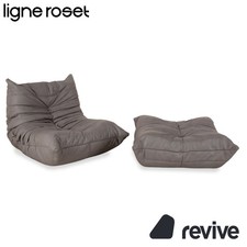 Ligne Roset Togo Poltrona E Sgabello Lenzuola Grige Cucina Vegana Pelle Neubezug