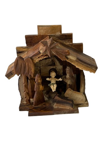 Presepe legno ulivo con - presepe,