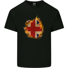 Maglietta Per Bambini Con Effetto Fuoco Bandiera Del Regno Unito