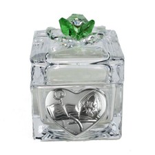 34454 Bomboniere Scatolina Portagioie Fiore Cristallo Cuore Cresima