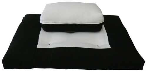 Zabuton zafu bianco nero yoga - bianco, nero,