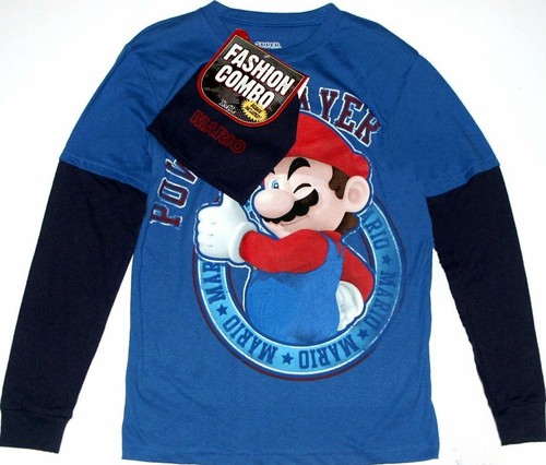 Shirt super mario blu manica - t-shirt,