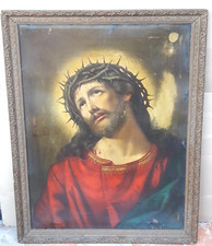 Antichissimo Dipinto A Olio Su Cartone Metà '800 Arte Sacra Con Cornice Coeva