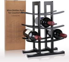 Portabottiglie Vino in Legno Naturale per 12 Bottiglie,Scaffale Cantinetta Vino 