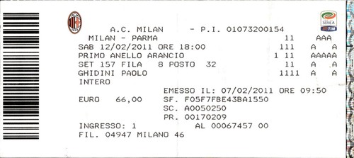Biglietto stadio milan vs - biglietto,