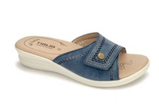 TIGLIO 2321 BLU PLATINO GHIACCIO PANTOFOLE  DONNA ESTIVE SOLETTA PELLE A STRAPPO
