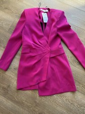 New zara fuchsia draped blazer - zara,