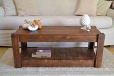 Tavolino da salotto caffè in legno massello Tavolo basso con contenitore noce