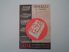 advertising Pubblicità 1936 SAFFA IMBALLI DI LEGNO