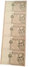 5 BANCONOTE 1000 lire VERDI