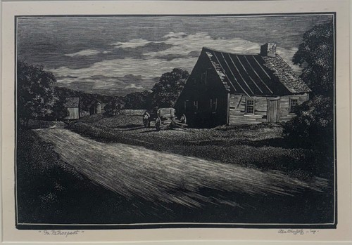 Incisione woodcut paesaggio - incisione,