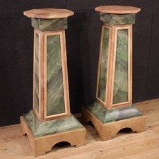 Coppia mobili colonne italiane in legno laccato stile antico XX secolo